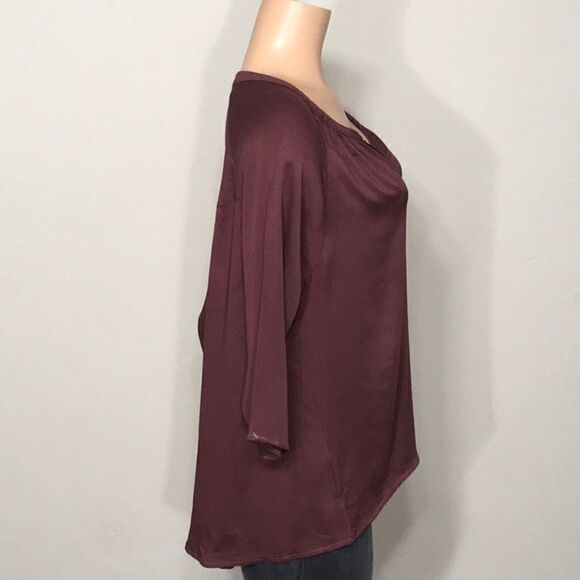 Burgundy Romy Rayon High/Low Cross-Back Top. New - Picture 5 of 8